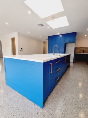 Skylights above a kitchen bench.