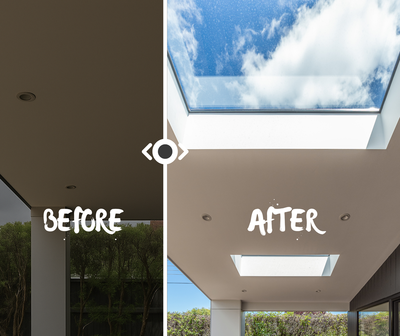 alfresco before and after skylight installed