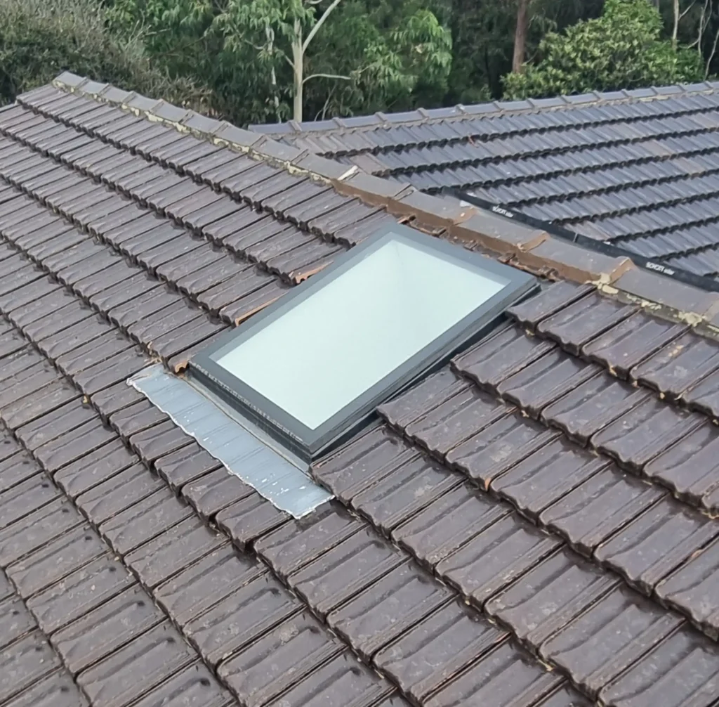 Skylights installed onto a tiled roof.
