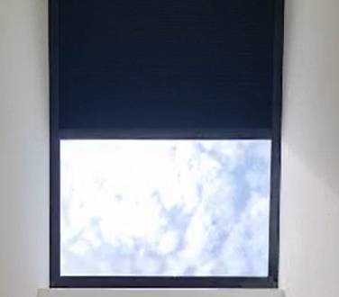 Skylight installation with skylight blinds.